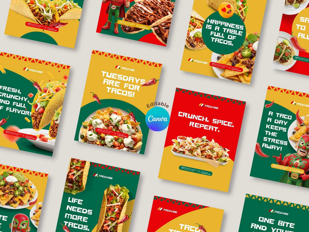 Taco Instagram Templates  – Editable Canva Template – Instant Download