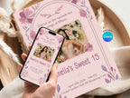 Sweet 15 Invitation – Watercolor Plane Theme – Editable Canva Template – Share or Printable 5x7 – Instant Download