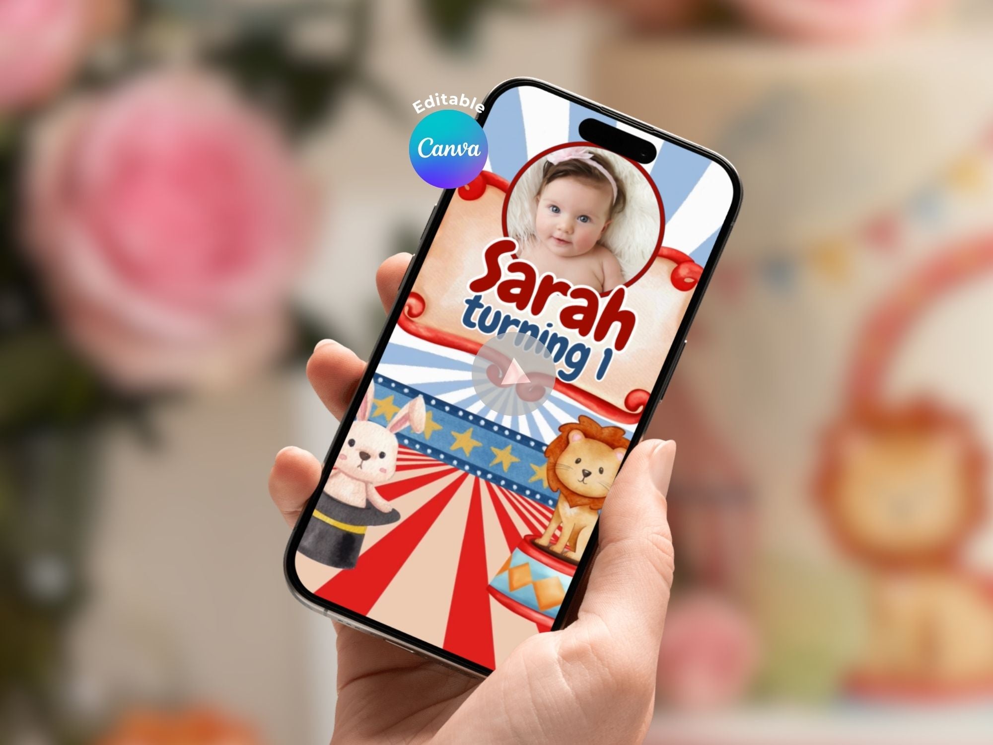 Vintage Magic Circus Video Invitation – Editable Canva Template – Share video mp4 – Instant Download