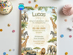 Safari Watercolor Birthday Invitation – Editable Canva Template – Share or Printable 5x7 – Instant Download