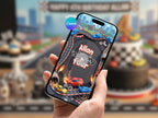 Animated Race Car Birthday Video Invitation – Editable Canva Template – Share video mp4 – Instant Download