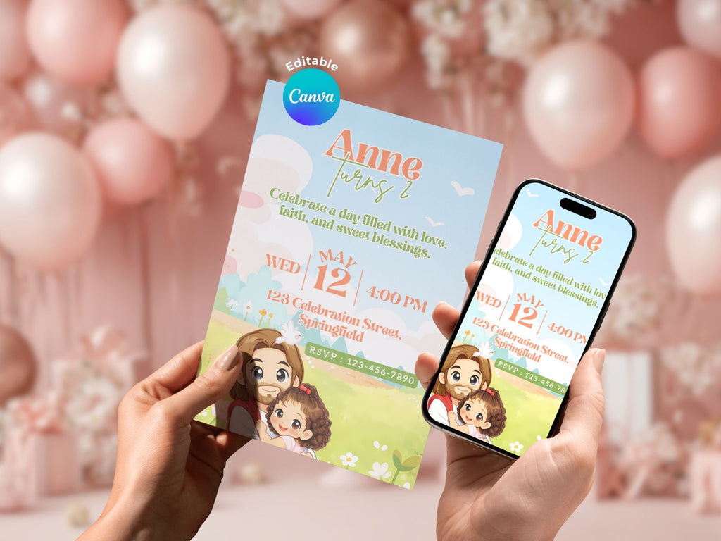 Princess Of Jesus Invitation FULL PARTY BUNDLE - Video Invite & Matching Printables