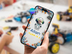 Animated Robot and Rocket Birthday Video Invitation – Editable Canva Template – Share video mp4 – Instant Download