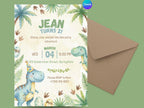 Dinosaur Watercolor Invitation – Editable Canva Template – Share or Printable 5x7 – Instant Download