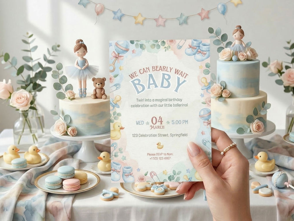 Duck Baby Shower Invitation – Watercolor Plane Theme – Editable Canva Template – Share or Printable 5x7 – Instant Download