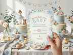 Duck Baby Shower Invitation – Watercolor Plane Theme – Editable Canva Template – Share or Printable 5x7 – Instant Download