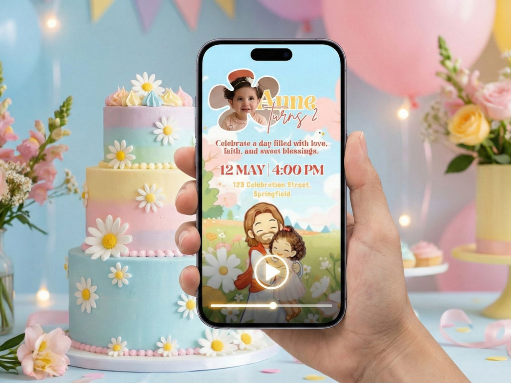 Princess Of Jesus Birthday Invitation – Editable Canva Template – Share video mp4 – Instant Download