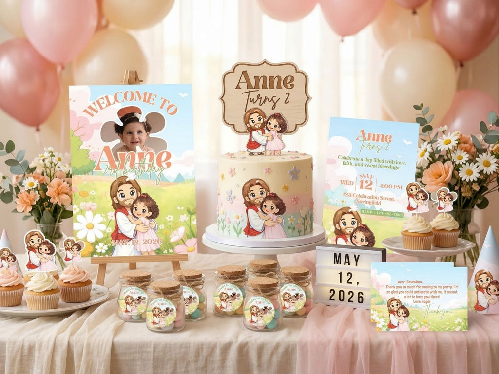 Princess Of Jesus Invitation FULL PARTY BUNDLE - Video Invite & Matching Printables