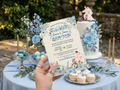Romantic Blue Wedding  Invitation – Editable Canva Template – Share video mp4 or Printable 5x7 – Instant Download