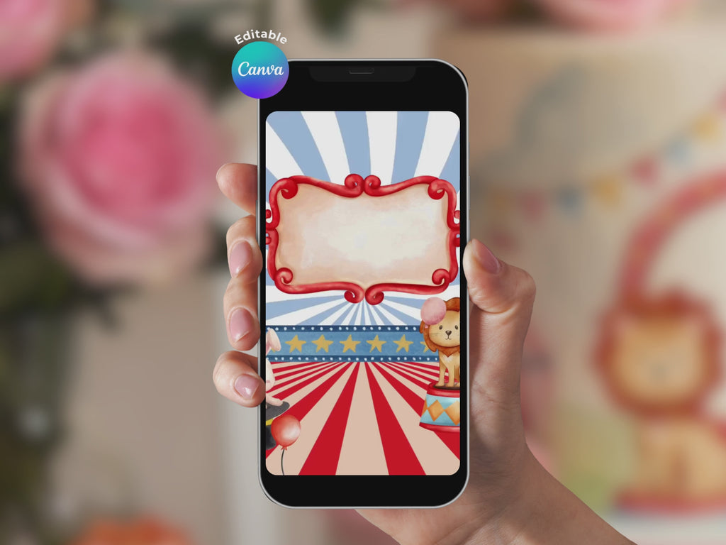 Vintage Magic Circus Video Invitation – Editable Canva Template – Share video mp4 – Instant Download