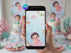 Mermaid Under the Sea Pink Birthday – Editable Canva Template – Share video mp4 – Instant Download