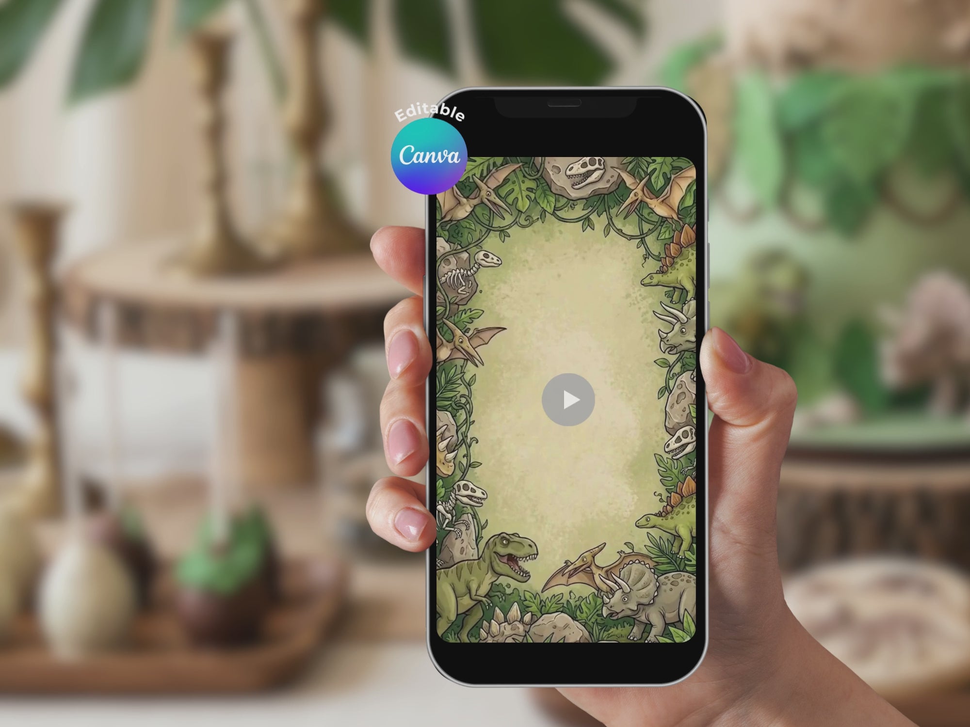 Jurassic Dinosaur Kids Birthday Video Invitation – Editable Canva Template – Share video mp4 – Instant Download