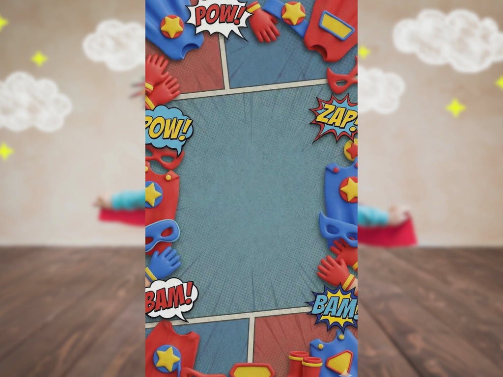 3D Superhero Birthday Invitation – Editable Canva Template – Share video mp4 – Instant Download